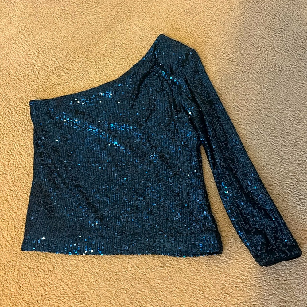 WHBM Sequin One Shoulder Top Size Small - Picture 3 of 5
